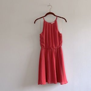 Lush Size S Coral Halter Mini Dress